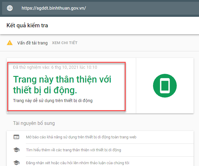 Đánh giá Cổng thông tin Sở giáo dục Bình Thuận (điện thoại)
