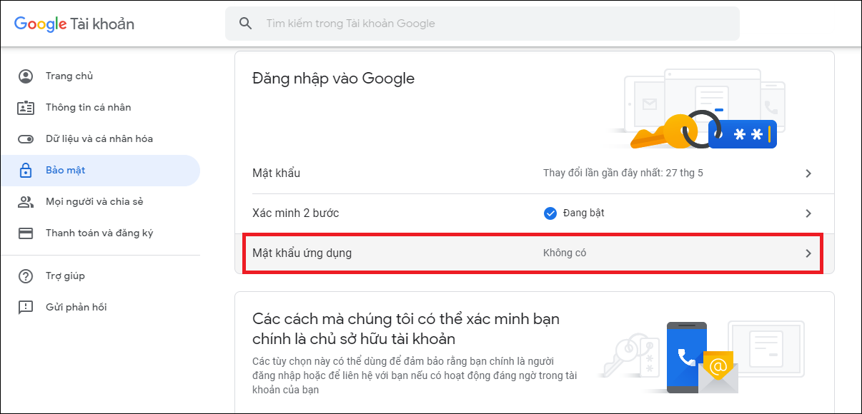 Lấy mật khẩu ứng dụng