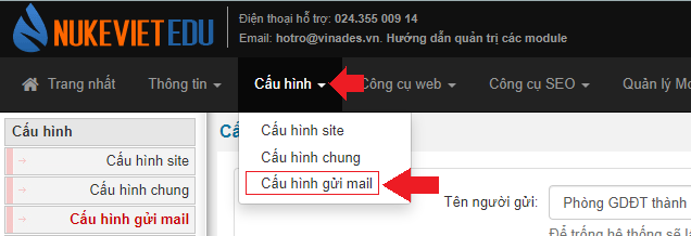 Chọn cấu hình site