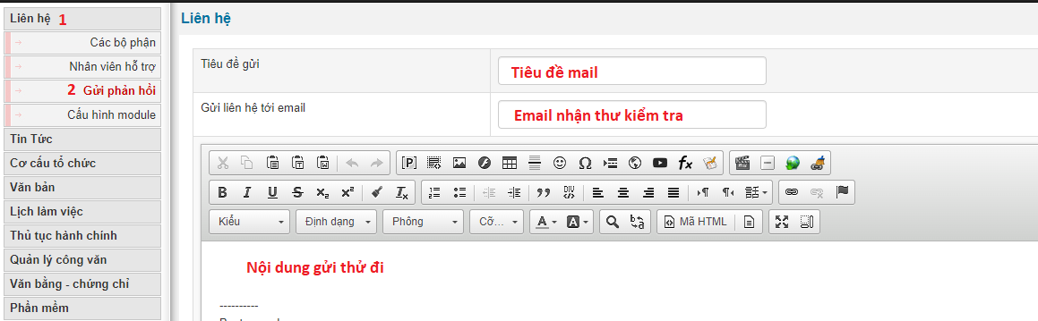 Kiểm tra gửi email đi từ website cổng thông tin điện tử