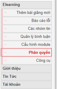 Tính năng phân quyền